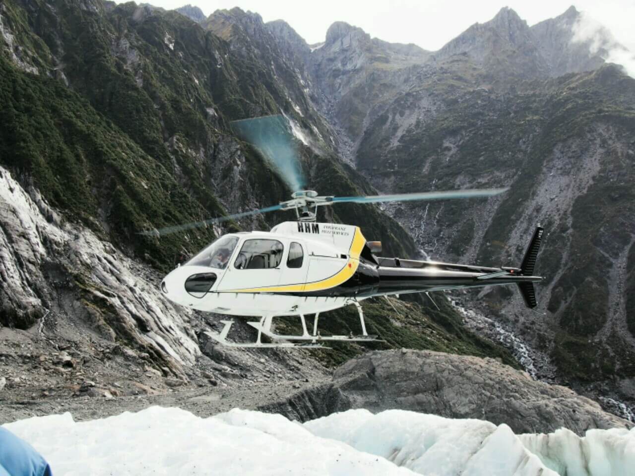 Landing on the glacier